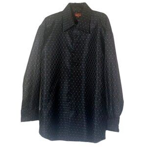 Mens 2XL  Black Silver Starburst High Collar Designer Shirt SANGI MONACO  2102